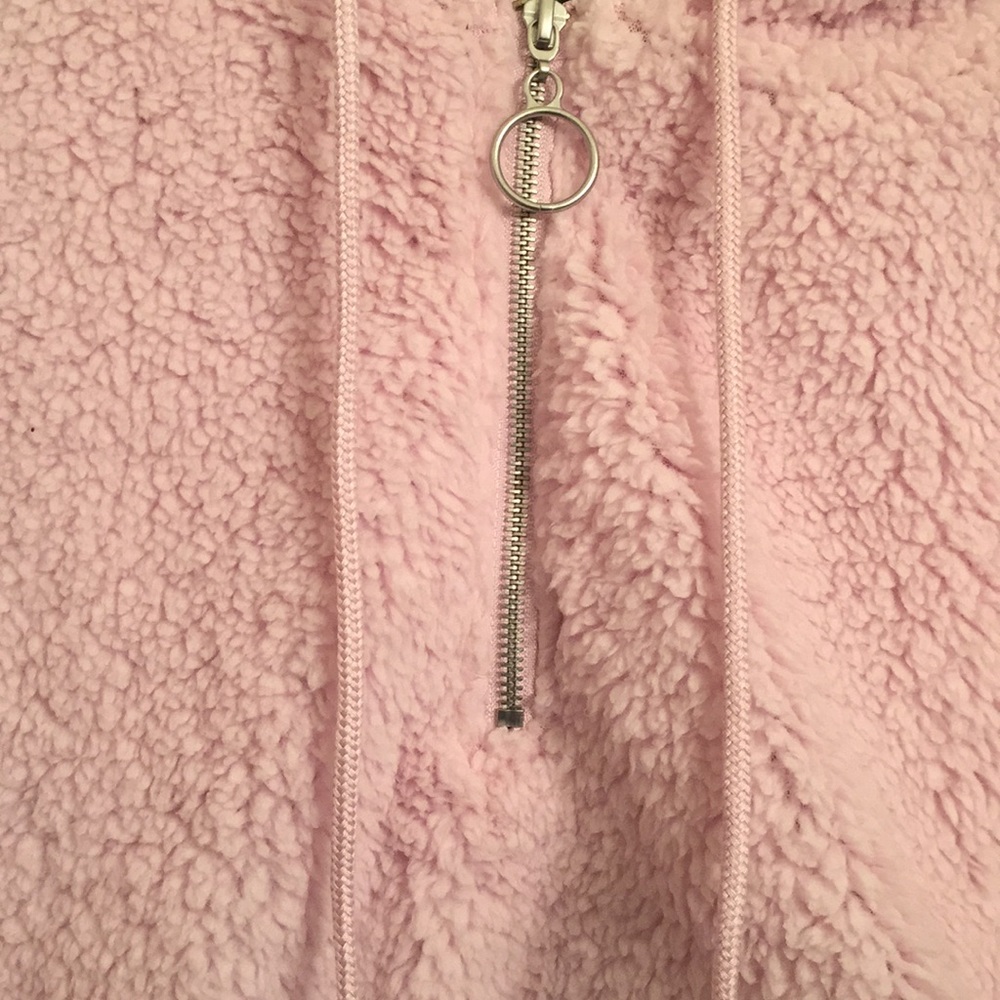 Derek heart 1/4 zip hooded teddy bear top large new with tags pink Barbie core - Picture 3 of 4